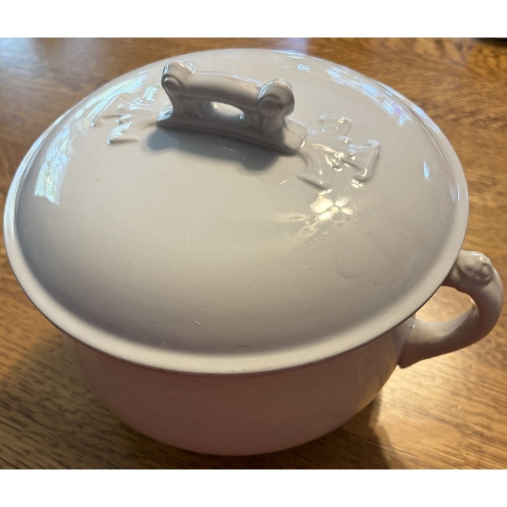 Antique Harker Pottery Semi Porcelain White Chamber Pot